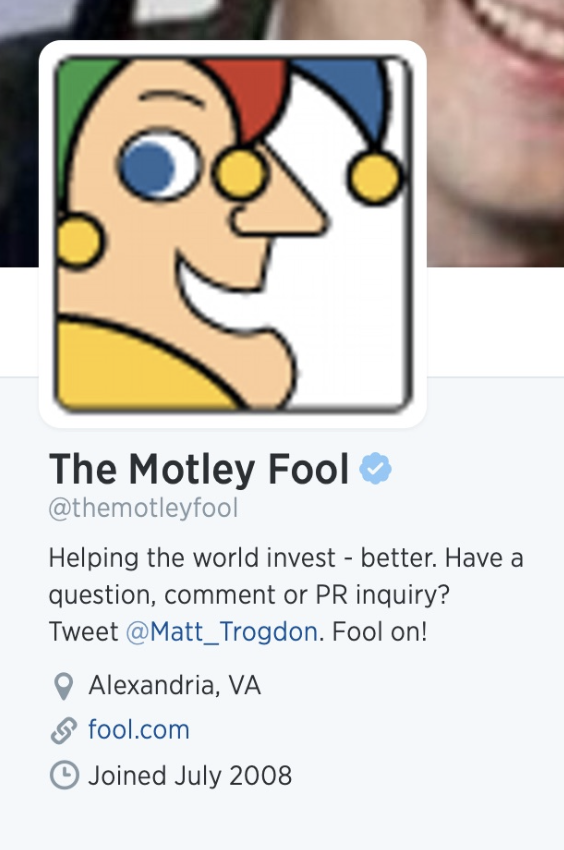 A portion of an archived Twitter page for @themotleyfool's account.