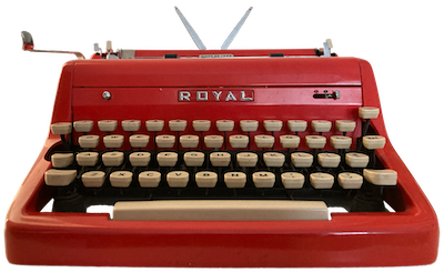 A photo of a red typewriter. It belonged to my grandpa, and my dad, and will someday belong to my kids.